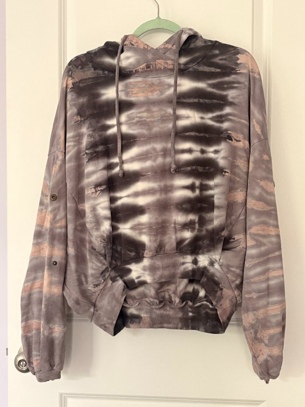 Young Fabulous & Broke Tie Dye Hoodie Sweatshirt M/L Neutral Brown Oversized